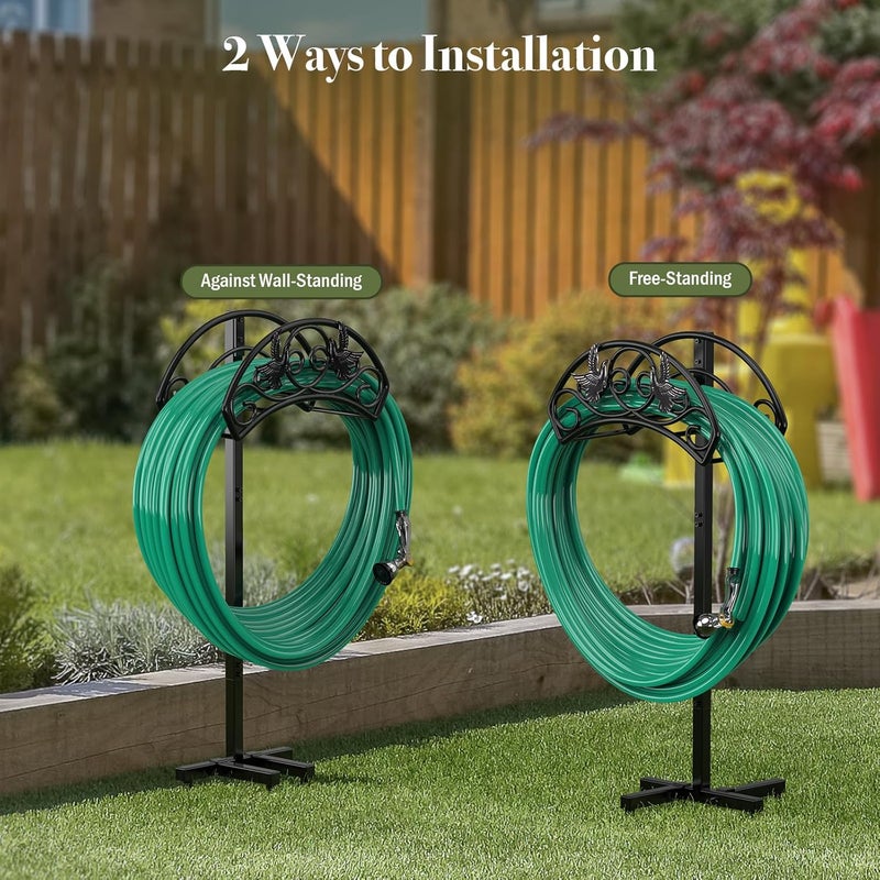 Winpull Garden Hose Holder Detachable, Heavy Duty Metal Water Hose Hanger Freestanding Hose Organizer Hose Holders for Outside (Black) - Image 4